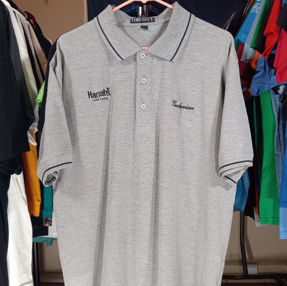 Budweiser, Harrah's Lake Tahoe embroidered polo tee shirt